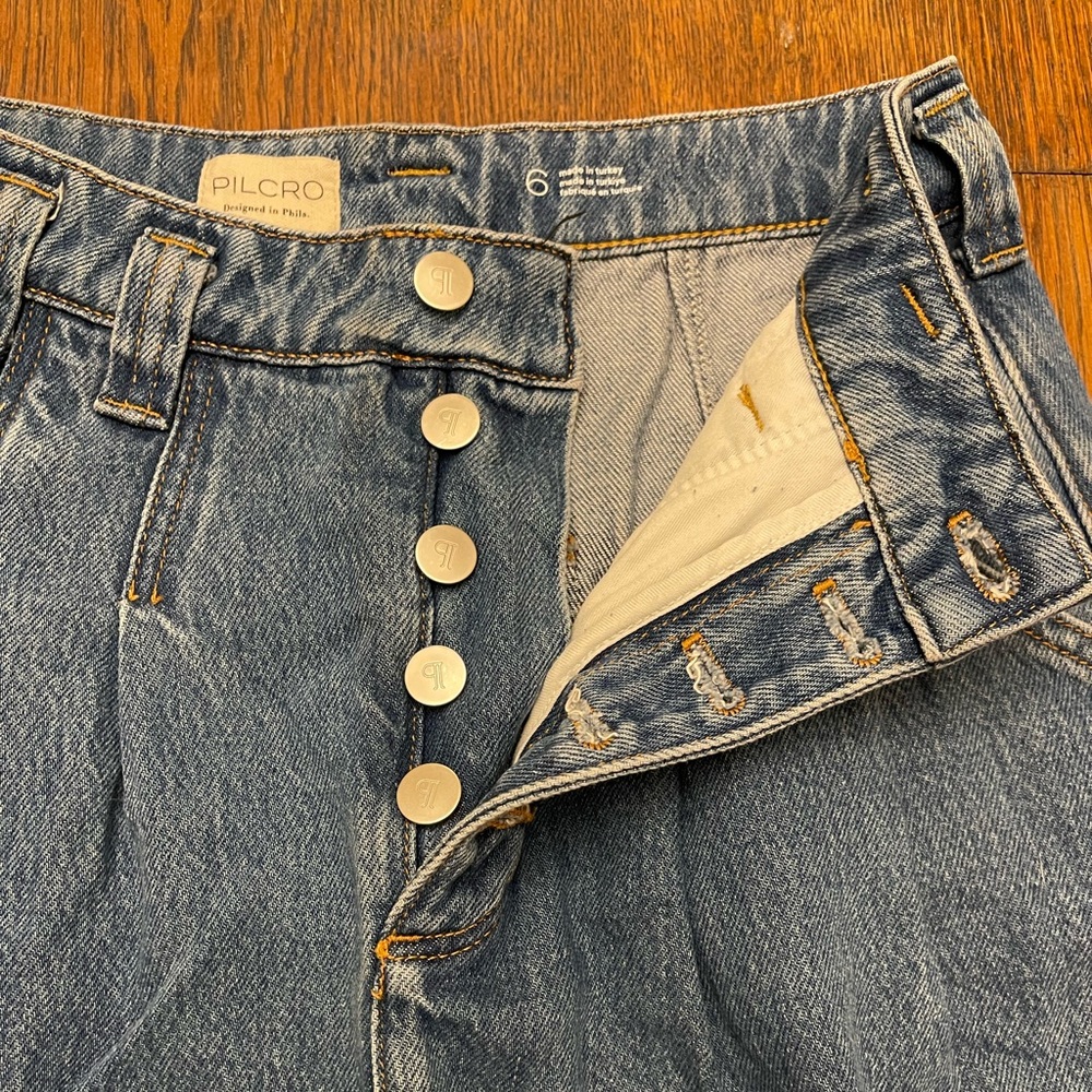 Pilcro button fly denim skirt